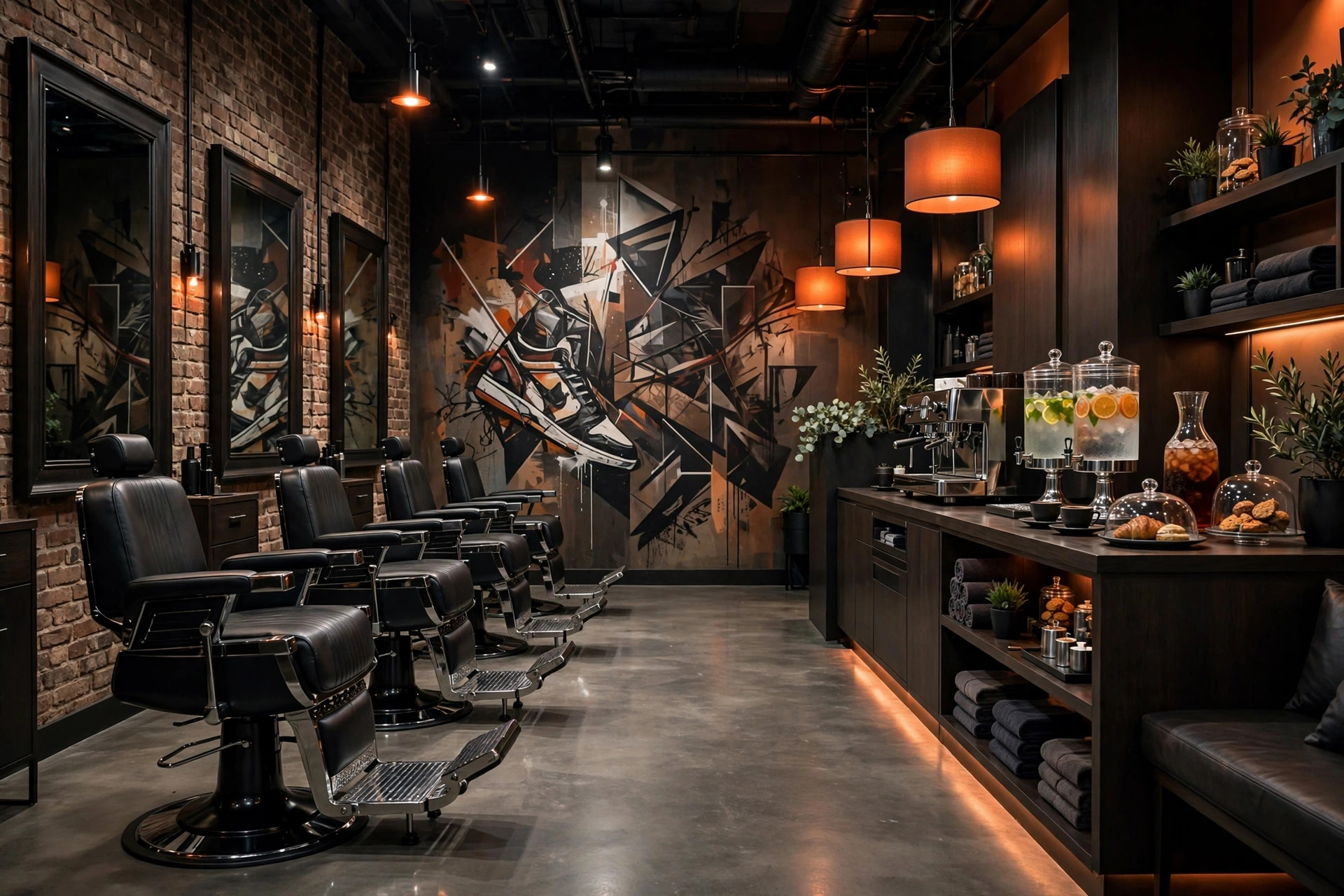 Inside Cuñao Barber VIP lounge on Knickerbocker Ave, Bushwick